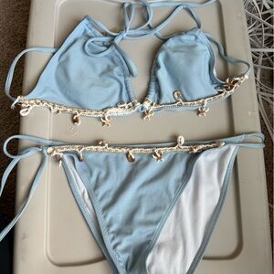 Light Blue Bikini with Shell Accents